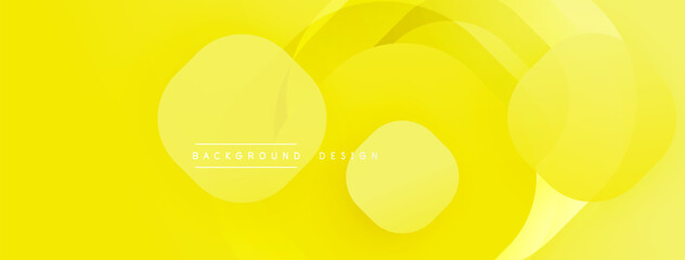 Aufkleber - Bright yellow backdrop features overlapping translucent circles. Minimalist design includes text background design centered within composition. Smooth gradients create depth.