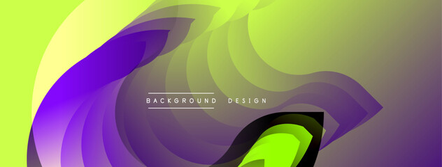 Fototapete - Abstract flowing shapes, vibrant purple, green hues. Modern design, dynamic composition, smooth gradients create visual interest.