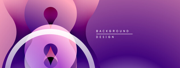 Aufkleber - Abstract purple design features overlapping shapes, gradients. Modern aesthetic suitable for backgrounds, presentations. Smooth transitions visible.