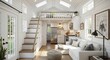 © shirina design - Modern tiny house interior design with loft bedroom