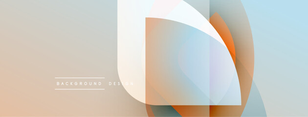 Leinwandbilder - Abstract geometric shapes overlap. Soft pastel colors blend, creating modern background design. Minimalist aesthetic, smooth gradients present.