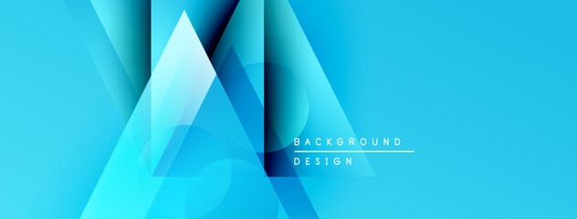 Aufkleber - Abstract geometric shapes, vibrant blue gradients, modern design elements. Minimalist composition creates dynamic visual effect.