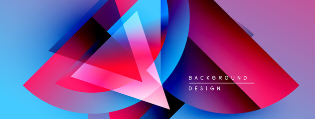 Leinwandbilder - Abstract geometric shapes overlap, creating vibrant color gradients. Blue, pink, purple hues dominate design. Modern aesthetic.