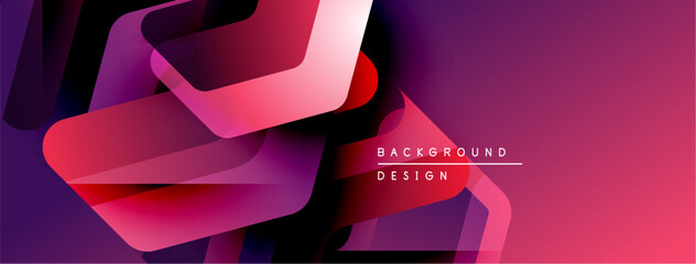 Aufkleber - Abstract geometric shapes overlap, creating dynamic magenta, purple gradient. Modern design element for backgrounds, banners.