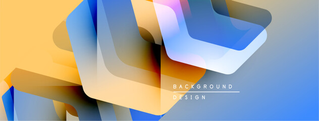 Poster - Abstract geometric shapes overlap, creating vibrant color gradients. Yellows, blues, purples blend smoothly. Modern design element.