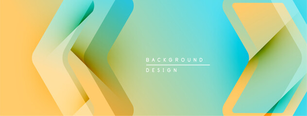 Poster - Abstract geometric background. Soft gradients, layered shapes create modern visual effect. Light yellow, teal hues dominate composition.