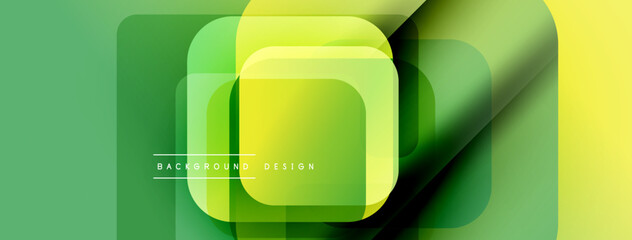 Aufkleber - Abstract geometric design. Overlapping squares create vibrant green, yellow gradients. Modern background for digital projects.