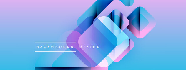 Aufkleber - Abstract geometric shapes overlap, creating vibrant gradient effect. Blue, purple hues dominate design, modern aesthetic.