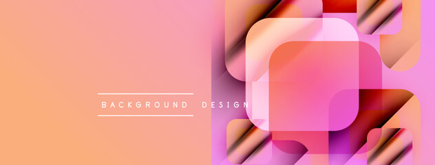 Aufkleber - Abstract geometric shapes overlap, creating vibrant color gradients. Peach tones dominate left side, transitioning to pinks, purples. Modern design element.