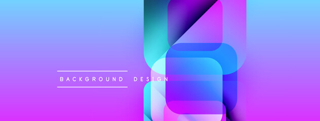 Aufkleber - Abstract gradient background. Overlapping shapes create dynamic visual effect. Purple, blue hues dominate composition. Modern design element.