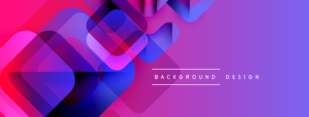 Aufkleber - Abstract geometric shapes overlap, creating vibrant gradients. Purple, pink, blue hues dominate design. Text reads background design.