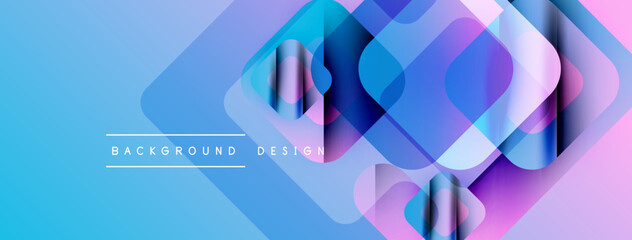 Aufkleber - Abstract geometric shapes overlap, creating vibrant blue, purple gradients. Modern design elements suggest technology, innovation.