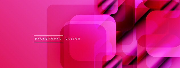 Aufkleber - Abstract pink background. Overlapping squares create dynamic visual effect. Modern design suitable for banners, presentations.