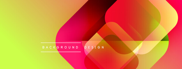 Poster - Abstract geometric shapes overlap, creating vibrant gradient background. Yellow, orange, red hues dominate design. Text reads background design.