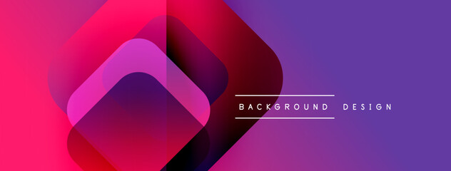 Aufkleber - Abstract geometric shapes overlap, creating vibrant magenta, purple gradient. Text reads background design centered above color transition.