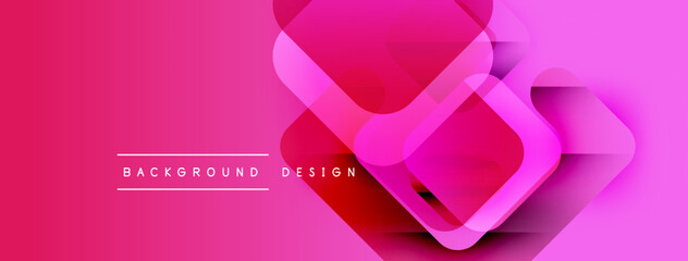 Aufkleber - Bright pink gradient background features overlapping square shapes. Modern design elements create dynamic visual effect. Text reads background design.