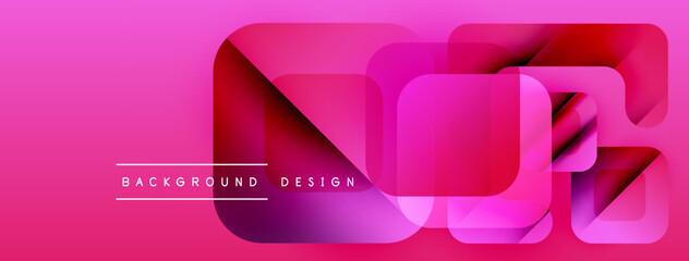 Aufkleber - Pink background features overlapping rounded squares. Modern design elements create vibrant visual effect. Text reads background design.