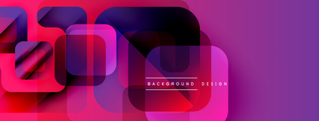 Aufkleber - Abstract geometric shapes overlap. Vibrant pinks, purples create modern design. Gradient colors add depth, visual interest.