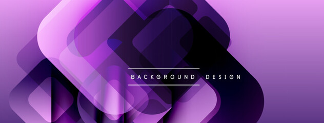 Aufkleber - Abstract purple design features overlapping squares, gradients. Modern aesthetic suitable for backgrounds, presentations. Minimalist text included.