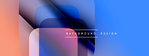 Poster - Abstract shapes overlap, creating vibrant color gradients. Peach, blue, purple hues blend seamlessly. Minimalist text reads background design.