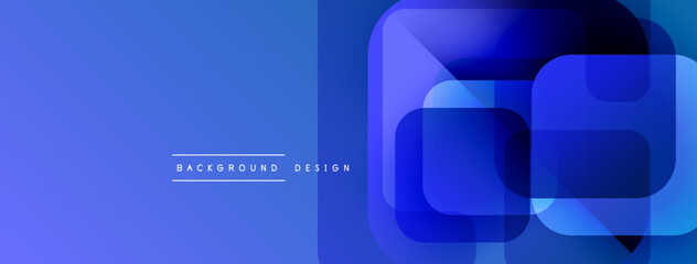 Poster - Abstract blue gradient shapes overlap. Modern design elements create dynamic visual impact. Minimalist style, clean composition.