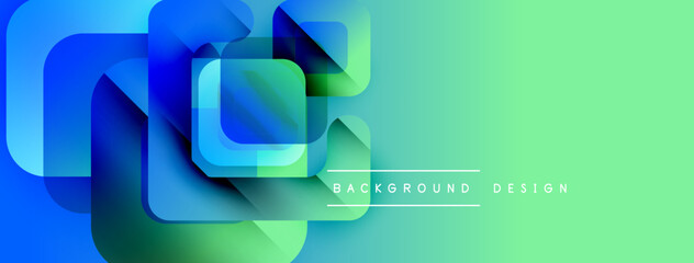 Leinwandbilder - Abstract geometric shapes overlap, creating vibrant blue, green gradients. Modern design element for backgrounds, presentations.