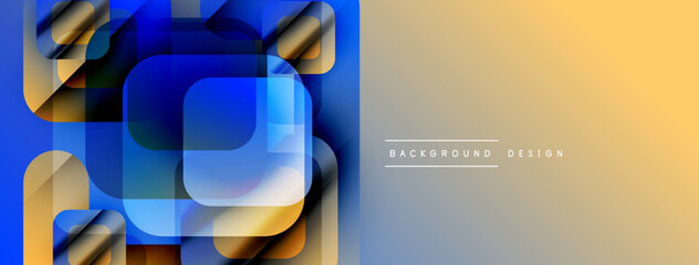 Leinwandbilder - Abstract geometric shapes, vibrant blue tones blend into warm orange gradient. Modern design element for digital projects.