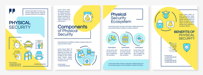 Wall Mural - physical security blue and yellow brochure layout. safeguarding people, property and data tools. lea