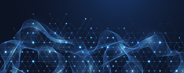Aufkleber - Abstract digital blockchain cube blocks concept. 3D big data cubes quantum computer technology idea. Artificial intelligence data core cubes design element