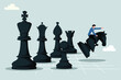 © NASIH - Strategic moves, leadership to lead the team with strategy, entrepreneurs riding chess horses leading the team to win chess victories.