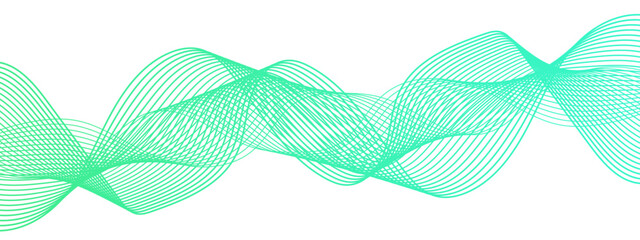 Aufkleber - Abstract digital composition with smooth, flowing waveforms made of fine, parallel blue lines. Sense of motion, lightness, and digital fluidity. Gradient varies with depth and modern, technological 