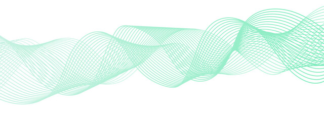 Poster - Abstract digital composition with smooth, flowing waveforms made of fine, parallel blue lines. Sense of motion, lightness, and digital fluidity. Gradient varies with depth and modern, technological 