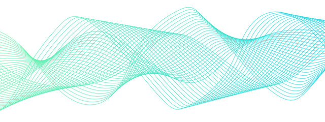 Aufkleber - Abstract digital composition with smooth, flowing waveforms made of fine, parallel blue lines. Sense of motion, lightness, and digital fluidity. Gradient varies with depth and modern, technological 