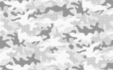 Fototapete - Abstract halftone camouflage pattern. Stylish military print for fabric, seamless monochrome background. Urban camo halftone dots texture.  Dot texture vector.