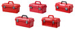 © AuroraCrafts - Set of red plastic toolboxes with black latches