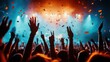 © Lazar - A dynamic concert scene filled with enthusiastic hands raised in celebration, encapsulating the energy and excitement of live music and shared cultural experiences.