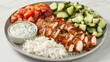© Erzsbet - Luxury Shish Tawook with Arabic Salad, Tzatziki, and Rice on Elegant Plate