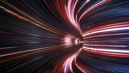 Wall Mural - Energy lines of high speed neon lights in the tunnel