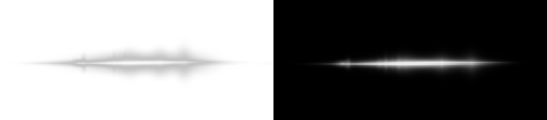 Fototapete - Effect, light, sparkle, beam, white glow with sunbeam rays, neon flares, and festive motion. PNG overlay with effect, light, sparkle, beam, white. Transparent PNG for vibrant designs.