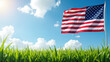 © MOTOKO Stock - High-Resolution American Flag on Lush Green Lawn for Memorial Day Marketing and Patriotic Projects