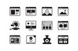 © Chy Creator - A collection of twelve website and application interface icons, featuring various layouts and functionalities.