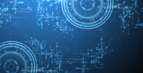 Poster - Abstract background. Scientific and technological concept with the use of technical elements formed in the shape of a circle. Vector