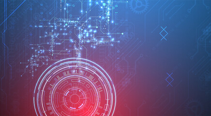 Poster - Abstract background. Scientific and technological concept with the use of technical elements formed in the shape of a circle. Vector