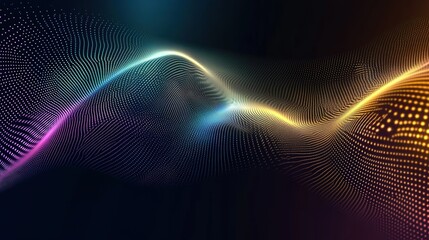 Neon-hued quantum ripples embedded with holographic data fragments