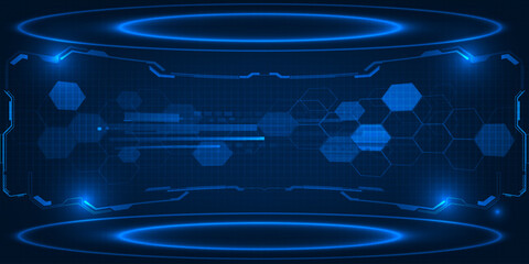 Wall Mural - vector illustrations of neon glowing futuristic pedestal and podium stage layout for hi tech showcas