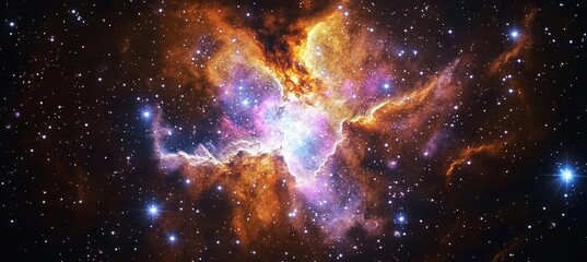 Wall Mural - Vibrant Nebula, Dazzling Stars, and Rich Colors Illuminating the Infinity of Deep Space