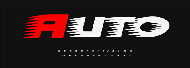 Aufkleber - Racing speed alphabet, bold motion letters, dynamic auto font with fast italic feel, sport logo branding, modern headline, powerful energy typographic identity. Vector typeset