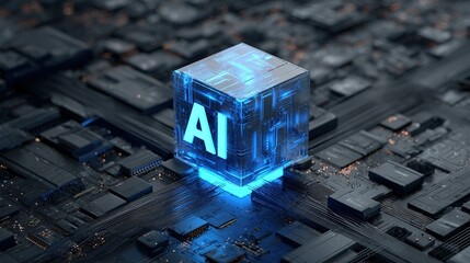 3D rendered conceptual visualization of artificial intelligence technology.