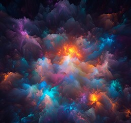 Wall Mural - The pattern in this image appears to be a combination of plant motifs and abstract motifs. This pattern uses bright colors and gradients, creating a dynamic and modern impression.