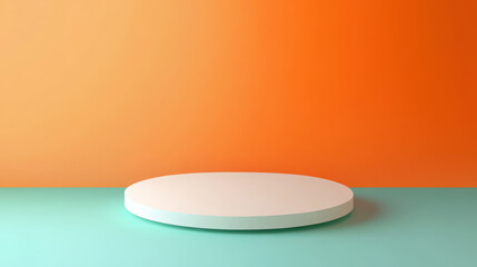 Product display round stage mockup on white background on transparent background